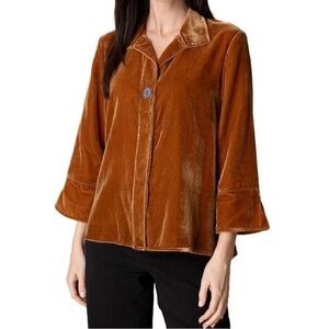 Habitat Women’s Crushed Velvet Button Front Tunic Orange Size Medium